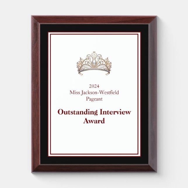 Miss Pageant Crown Awards Plaque (Vertical)