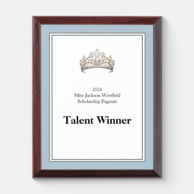 Miss Pageant Crown Awards Plaque (Vertical)
