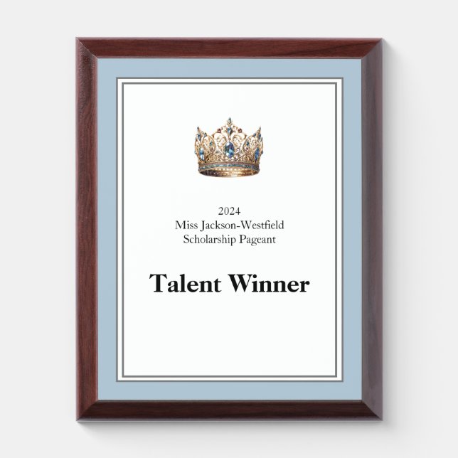 Miss Pageant Crown Awards Plaque (Vertical)