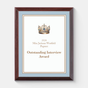 Miss Pageant Crown Awards Plaque