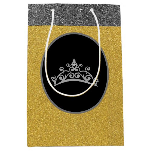 Miss Pageant Crown Gold FX GlitterGift Bag