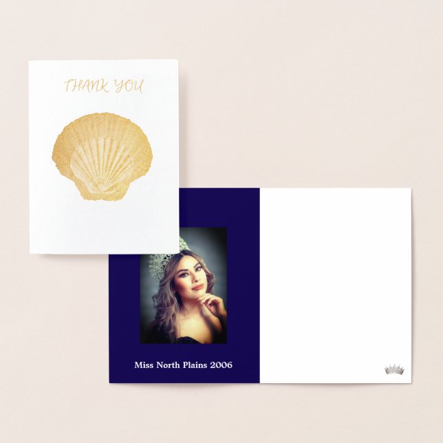 Miss Pageant Custom Photo SeashellsThank You Foil Card (Display)