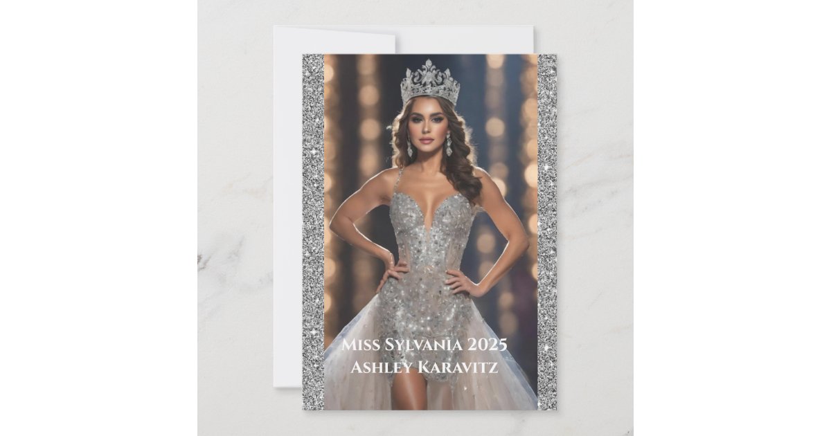 Miss Pageant Glitter Autograph Card | Zazzle