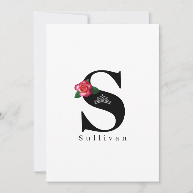 Miss Pageant Tiara Crown Flat Note Cards-Rose Card (Front)