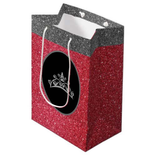 Miss Pageant Tiara Crown red FX GlitterGift Bag