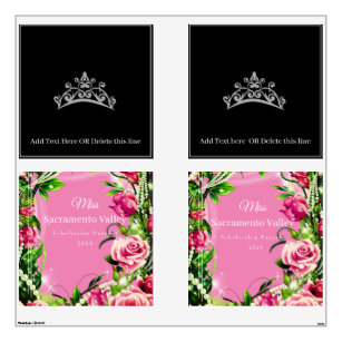 Miss Pageant USA Crown Wall Decals with Roses