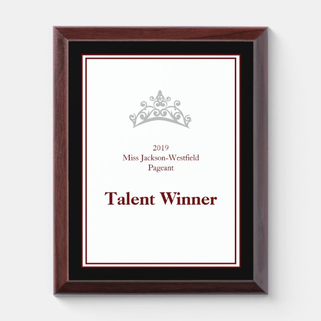 Miss Pageant USA Silver Crown Wood Awards Plaque (Vertical)
