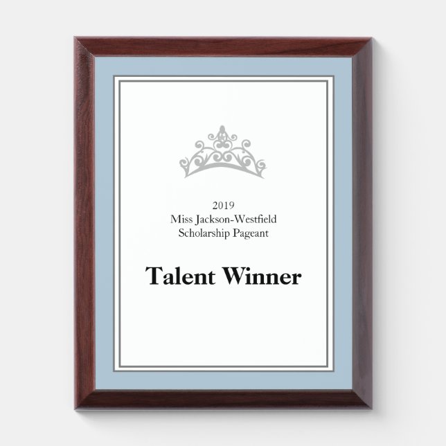 Miss Pageant USA Silver Crown Wood Awards Plaque (Vertical)