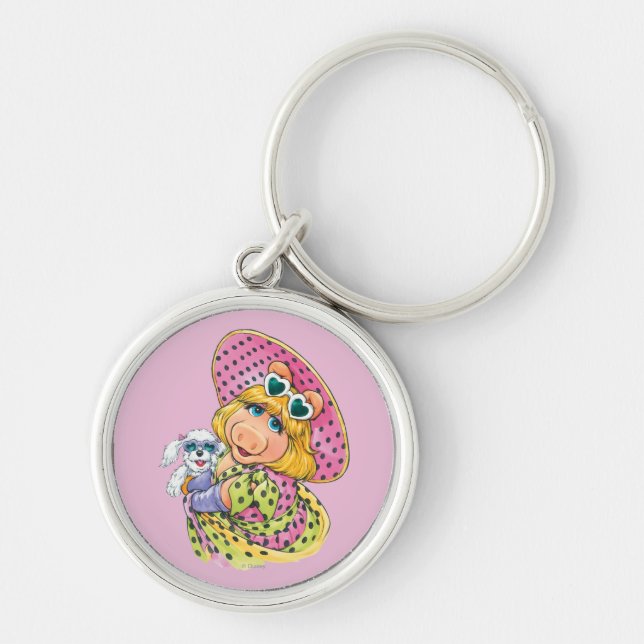 Miss Piggy Holding Puppy Keychain (Front)