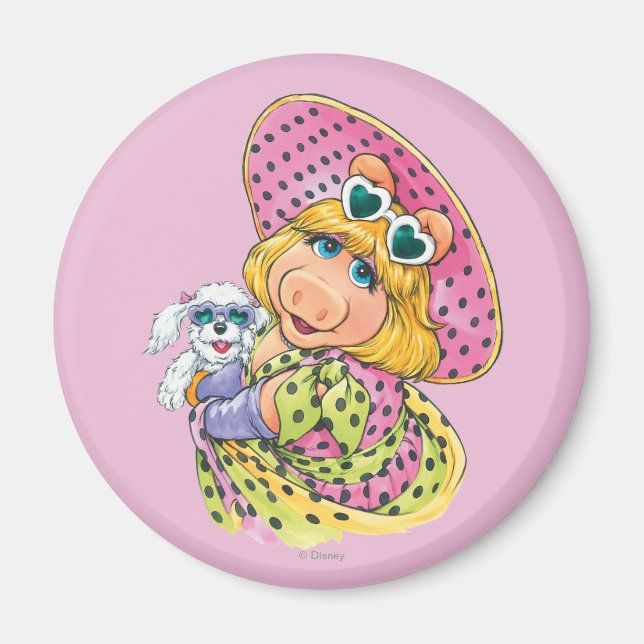 Miss Piggy Holding Puppy Magnet (Front)