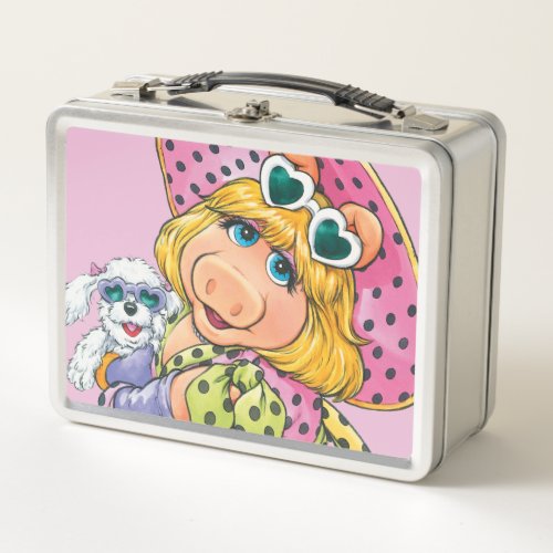 Miss Piggy Holding Puppy Metal Lunch Box