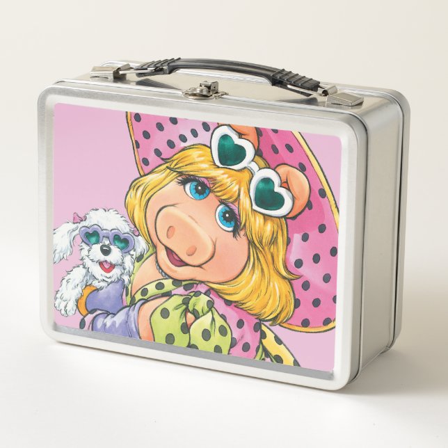 Miss Piggy Holding Puppy Metal Lunch Box (Front)