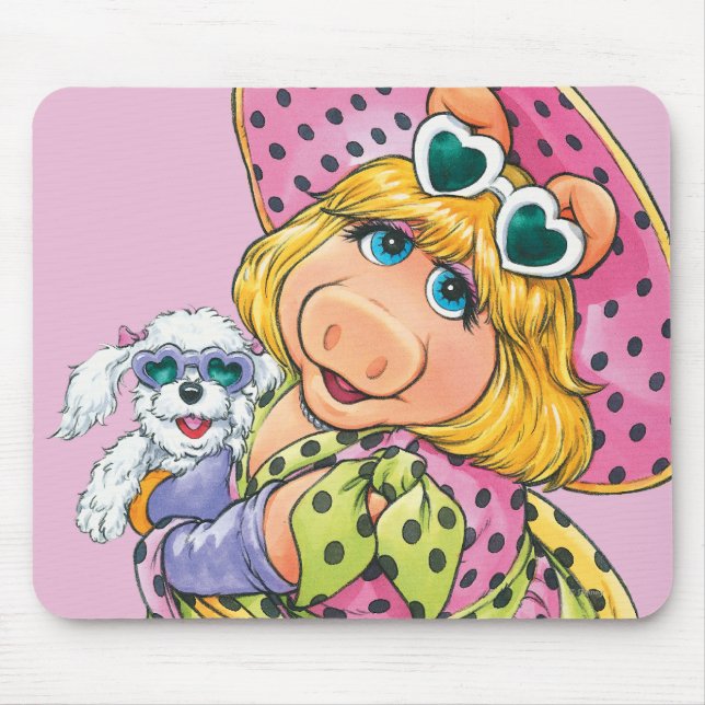 Miss Piggy Holding Puppy Mouse Pad (Front)