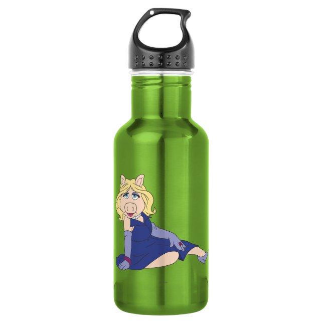 Miss Piggy in Purple Dress Stainless Steel Water Bottle (Front)