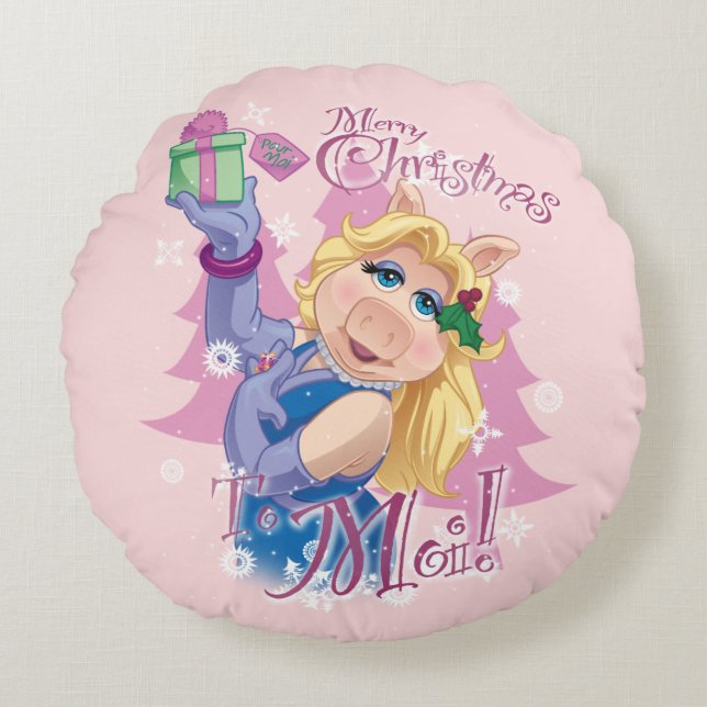 Miss Piggy | Merry Christmas to Moi! Round Pillow (Front)
