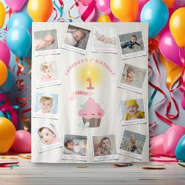 Miss Pink Cupcake Girl Birthday 12 Photo Backdrop