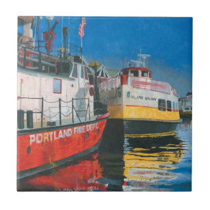 Miss Portland Fireboat and Casco Bay Ferries Ceramic Tile