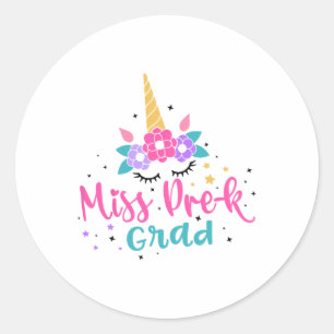 Miss Pre-k Grad Preschool Graduation Girls Kids Classic Round Sticker