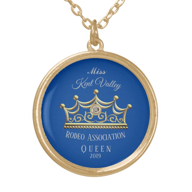 Miss Rodeo Gold Crown Necklace America USA (Front)