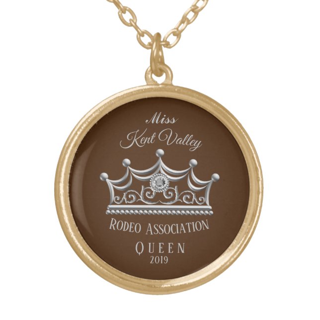 Miss Rodeo Gold Crown Necklace America USA (Front)