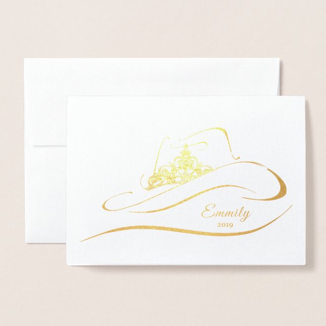 Miss Rodeo Pageant Crown Foil Crown Note Card (Front With Envelope)