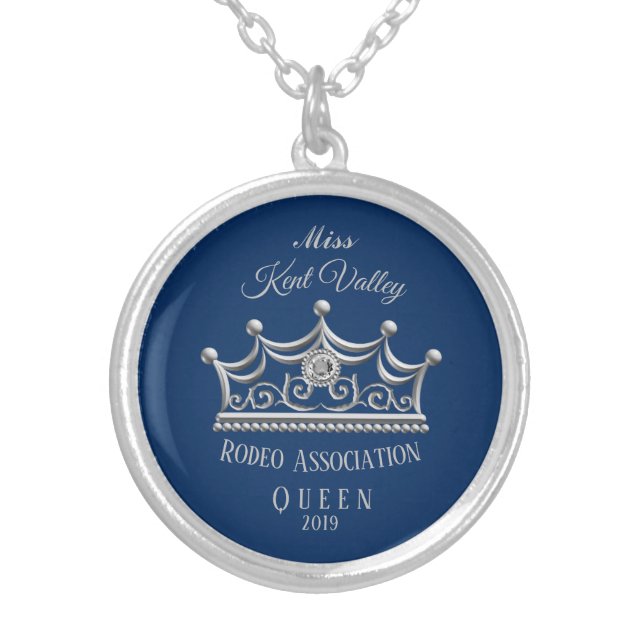 Miss Rodeo Silver Crown Necklace America USA (Front)