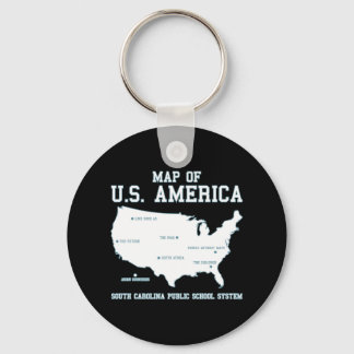 Miss South Carolina Map of US America Keychain