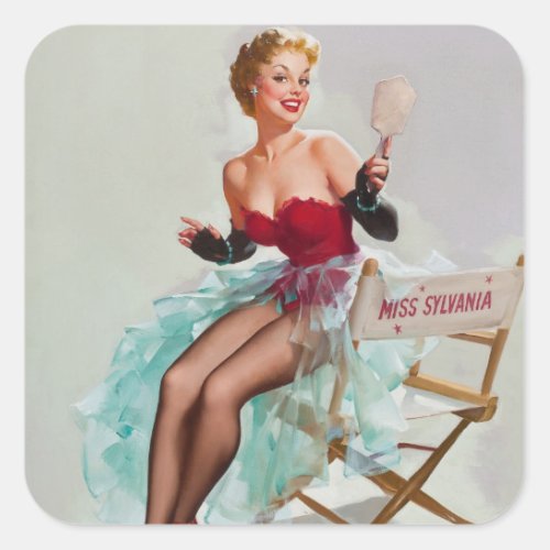 Miss Sylvania Pin_Up Girl Square Sticker