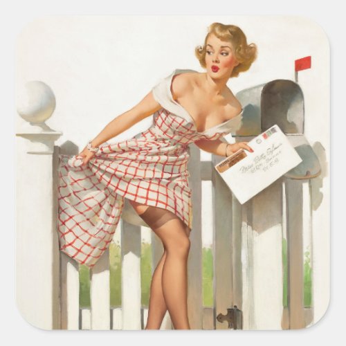 Miss Sylvanias Mishap Pin Up Art Square Sticker