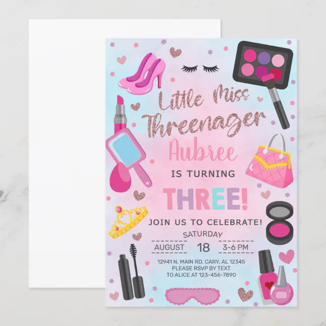 Talorine Little Miss Threenager Cake Topper, Happy 3rd...