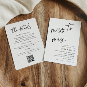 Miss to Mrs. All in One QR Code Bridal Shower Invitation