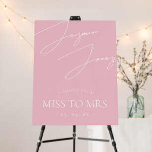 Miss to Mrs Baby Pink Script Bridal Shower Foam Board