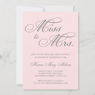 Miss to Mrs. Bachelorette Invitation
