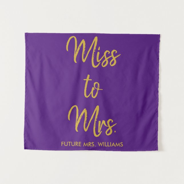 Miss to Mrs Backdrop Purple and Gold Bridal Shower (Front (Horizontal))