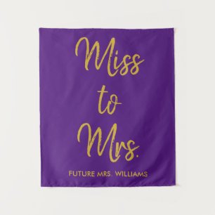 Miss to Mrs Backdrop Purple and Gold Photo Booth