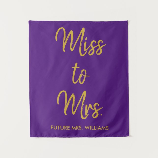 Miss to Mrs Backdrop Purple and Gold Photo Booth (Front)