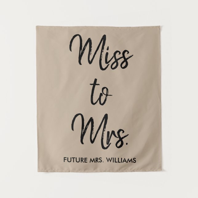 Miss to Mrs Backdrop Tan Bridal Shower Photo Booth (Front)