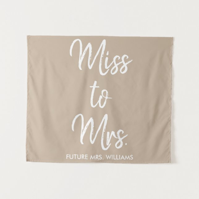 Miss to Mrs Backdrop Tan Bridal Shower Photo Booth (Front (Horizontal))