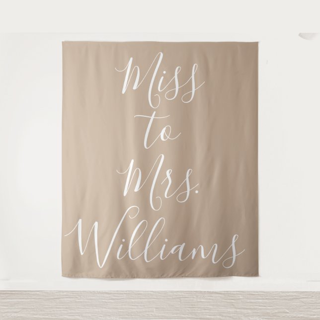 Miss to Mrs Banner Bridal Shower Backdrop Tan (Front)