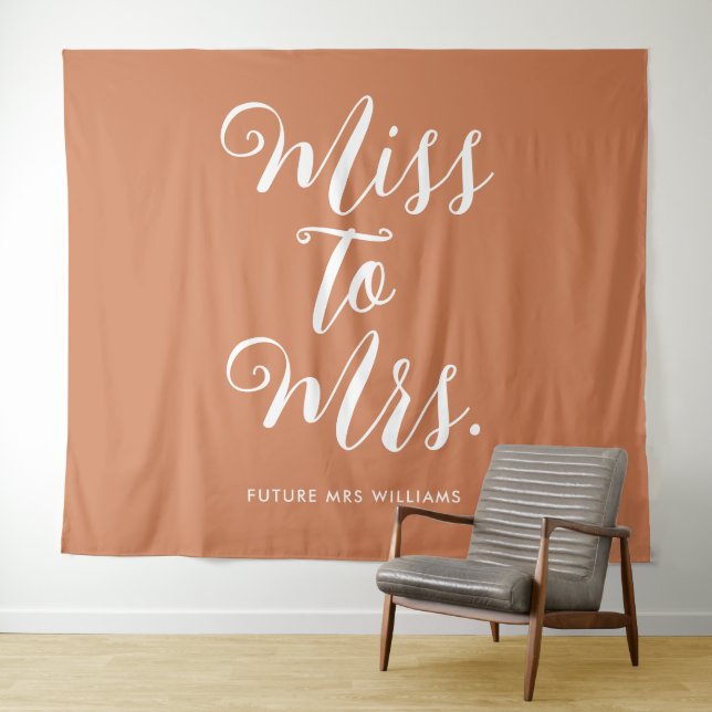 Miss to Mrs Banner Modern Boho Bachelorette Tapestry (In Situ (Horizontal))