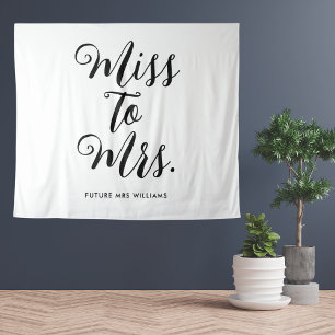 Miss to Mrs Banner Modern Boho Bachelorette Tapestry