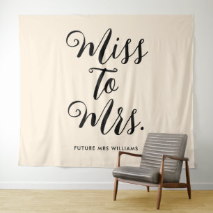 Miss to Mrs Banner Modern Boho Bachelorette Tapestry