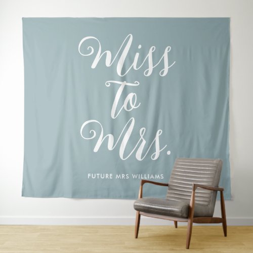 Miss to Mrs Banner Modern Bridal Shower Blue Tapestry