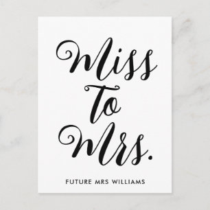 Miss to Mrs Banner Modern Bridal Shower Prop Postcard