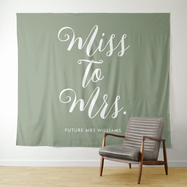 Miss to Mrs Banner Modern Bridal Shower Prop Tapestry (In Situ (Horizontal))
