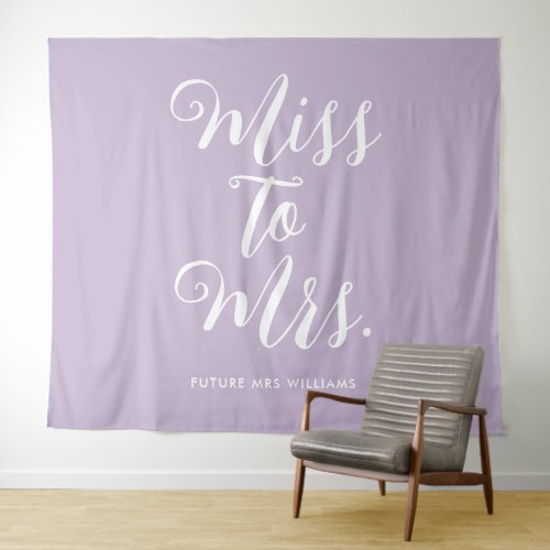 Miss to Mrs Banner Modern Lavender Bachelorette Tapestry