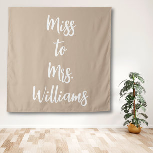 Miss to Mrs Banner Shower Backdrop Neutral Tan