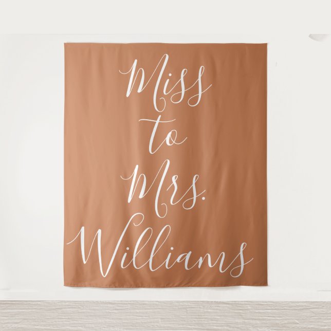 Miss to Mrs Banner Shower Backdrop Terracotta (Front)