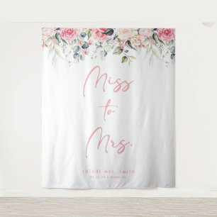 Miss To Mrs Blush Floral Bridal Shower Backdrop