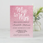 Miss to Mrs Blush Pink Glitter Chic Bridal Shower Invitation (Standing Front)